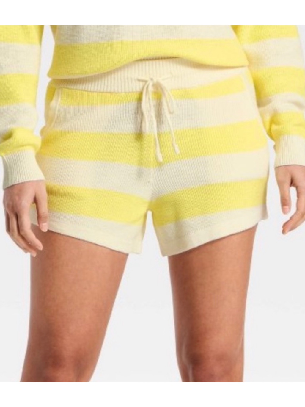 Joylab Striped Sweater Shorts (Yellow/Cream - Large)